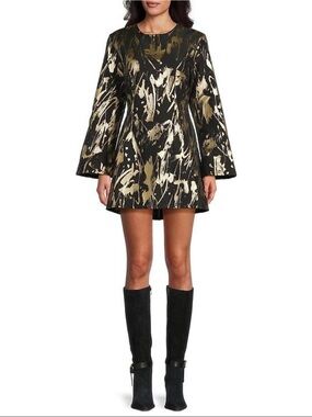Bryn Walker Foglia D’Oro Metallic Gold Jacquard Tunic Dress sz. XL